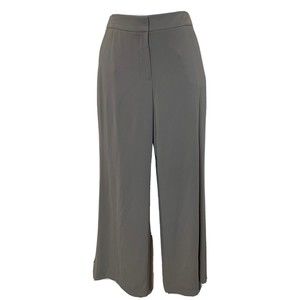 Jaeger Pants Wide Leg Trousers High Rise Flat Front Career Zip Up Green Women 12